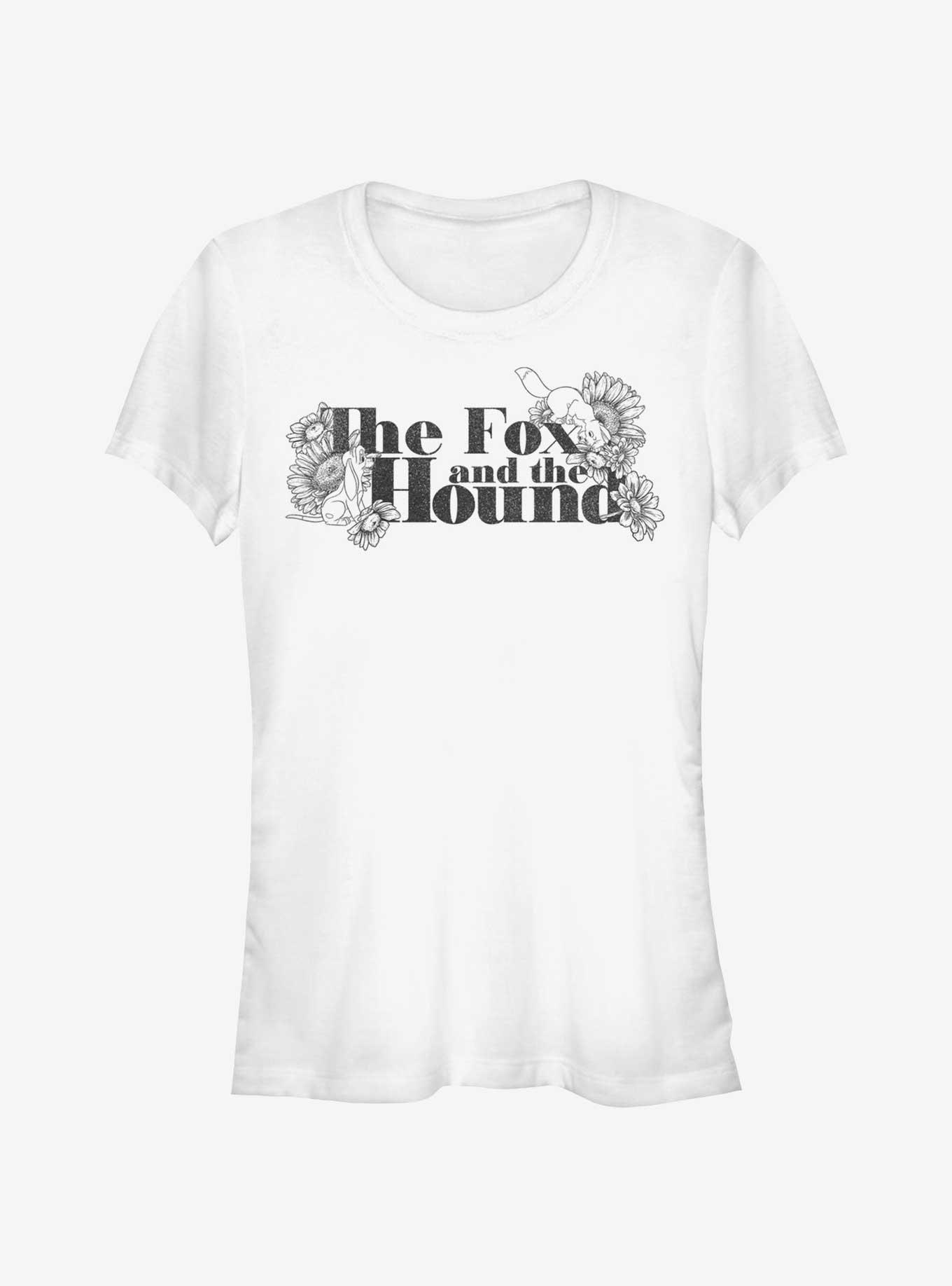 Disney The Fox and the Hound Floral Logo Girls T-Shirt, WHITE, hi-res