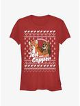 Disney The Fox and the Hound Tod and Copper Ugly Christmas Girls T-Shirt, RED, hi-res