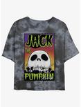Disney The Nightmare Before Christmas Jack The Pumpkin King Skull Poster Tie-Dye Girls Crop T-Shirt, BLKCHAR, hi-res