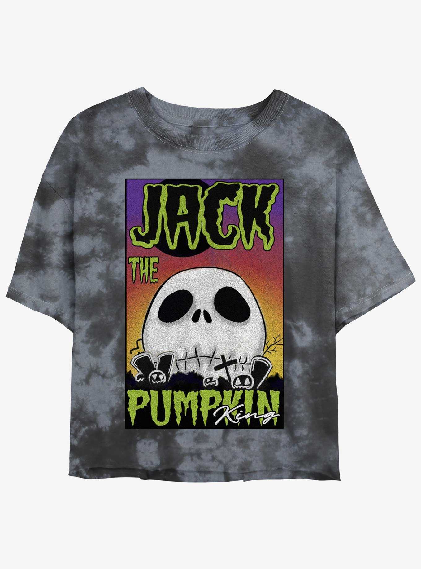 Disney The Nightmare Before Christmas Jack The Pumpkin King Skull Poster Tie-Dye Girls Crop T-Shirt, , hi-res