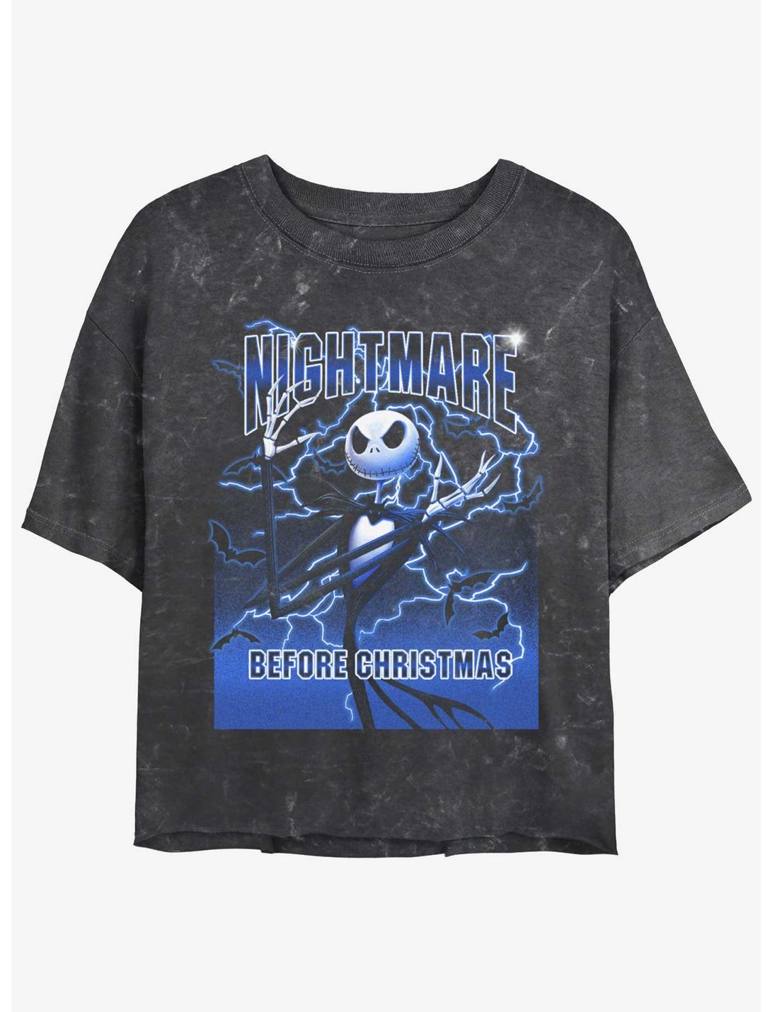 Disney The Nightmare Before Christmas Electric Jack Mineral Wash Girls Crop T-Shirt, BLACK, hi-res