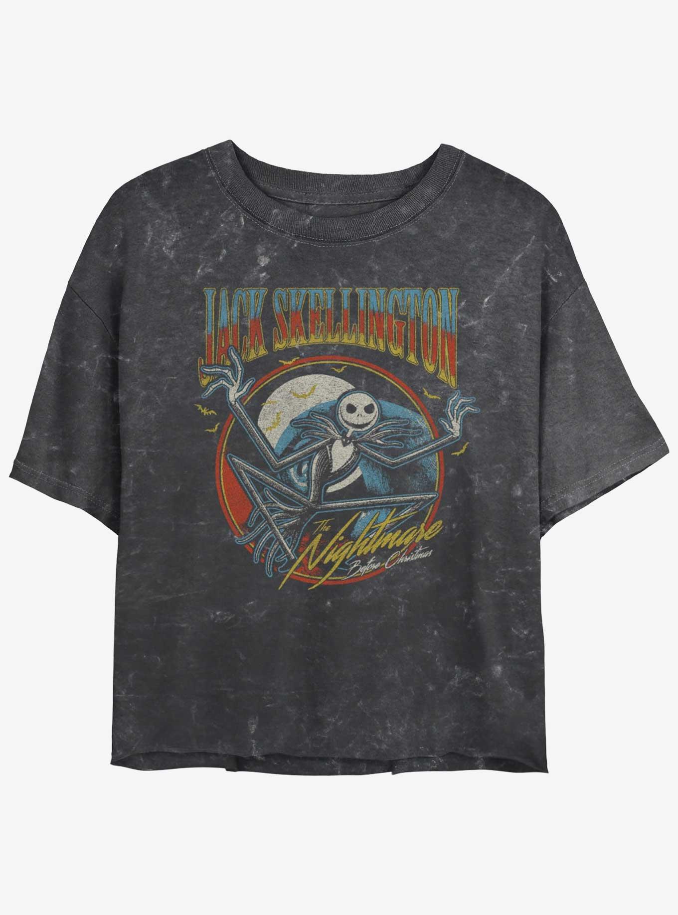 Disney The Nightmare Before Christmas Jack Skellington Badge Mineral Wash Girls Crop T-Shirt, , hi-res