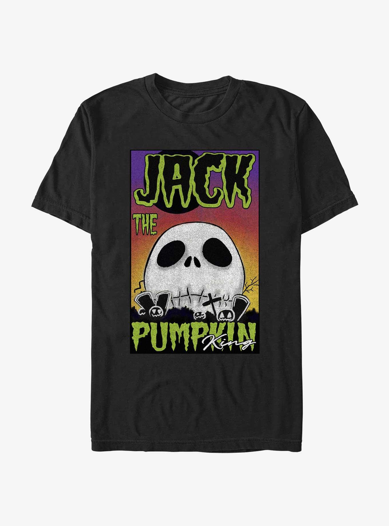 Disney The Nightmare Before Christmas Jack The Pumpkin King Skull Poster T-Shirt, BLACK, hi-res