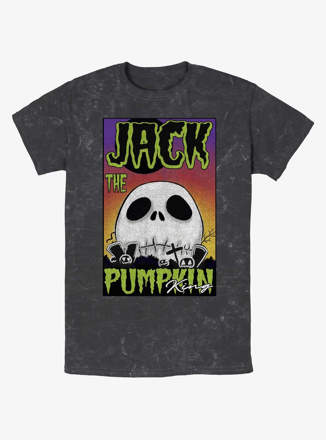 Disney The Nightmare Before Christmas Jack Pumpkin King Skull Poster Mineral Wash T-Shirt