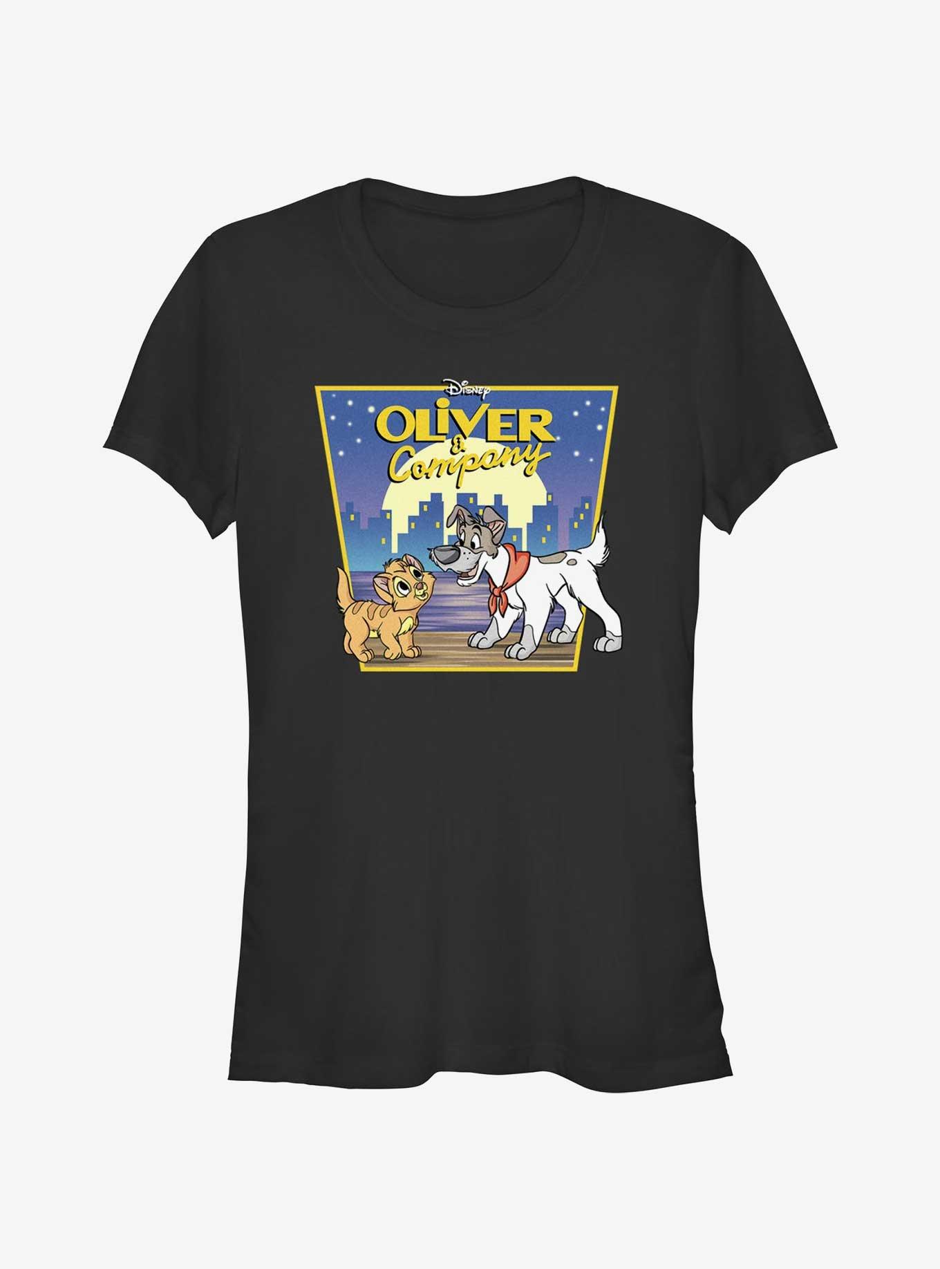Disney Oliver & Company City Lights Poster Girls T-Shirt, BLACK, hi-res