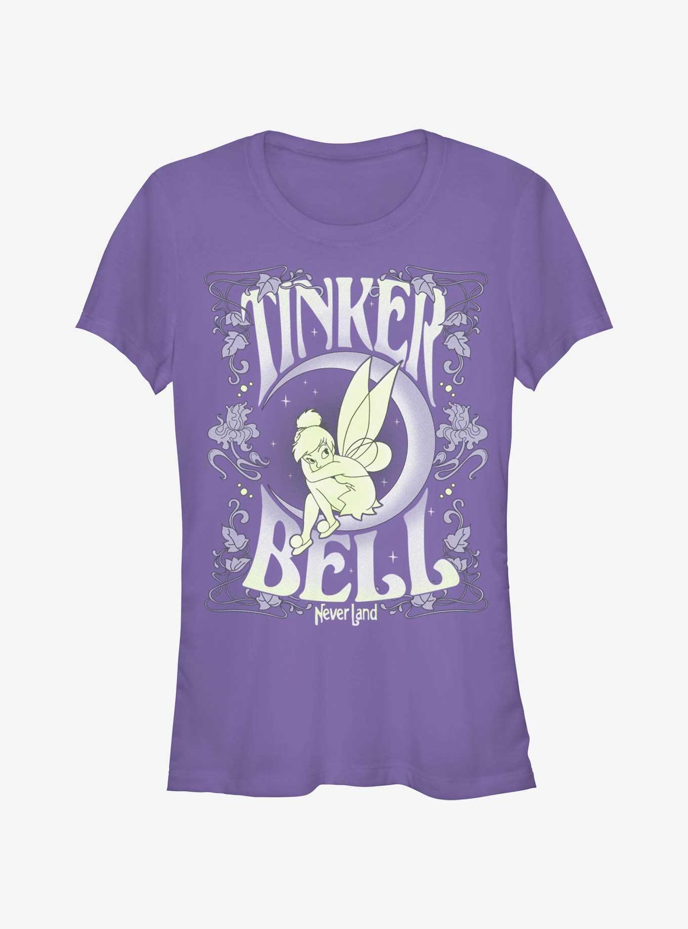 Disney Tinker Bell Floral Fairy Poster Girls Graphic T-Shirt - Purple - Womens Large, image size:1360x1836