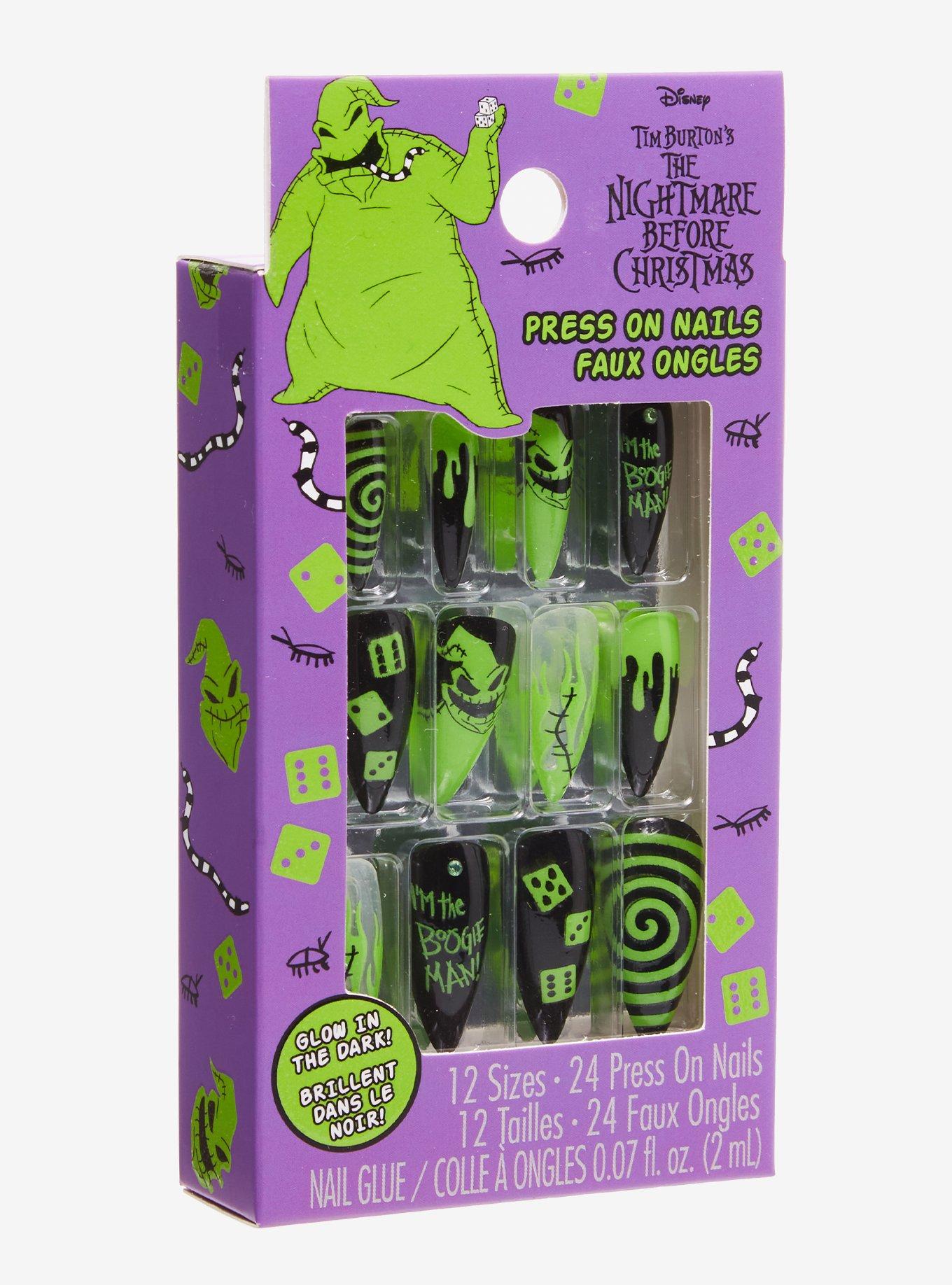 The Nightmare Before Christmas Glow-In-The-Dark Faux Nail Set