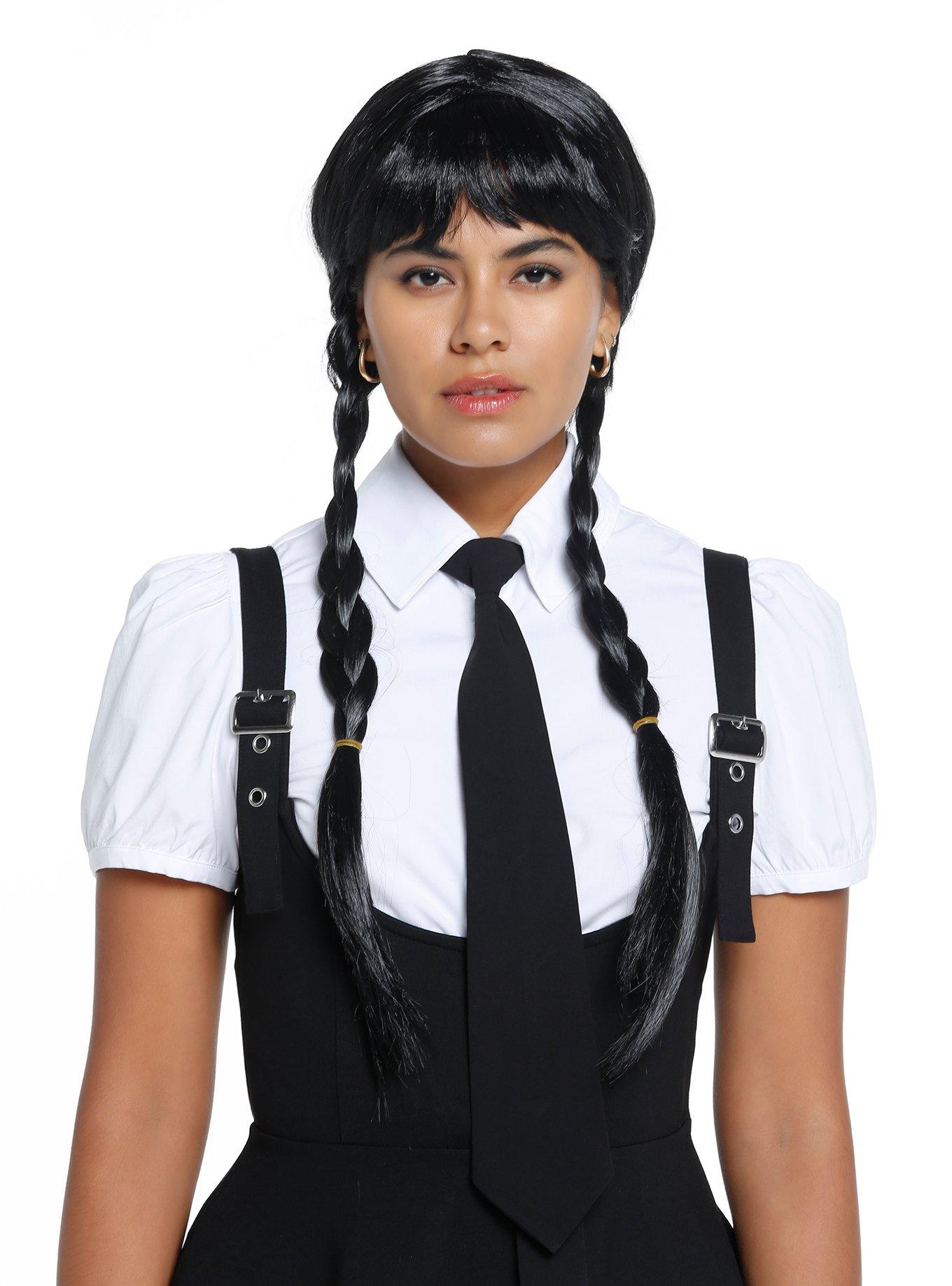 Wednesday Addams Braided Pigtails Wig, , hi-res