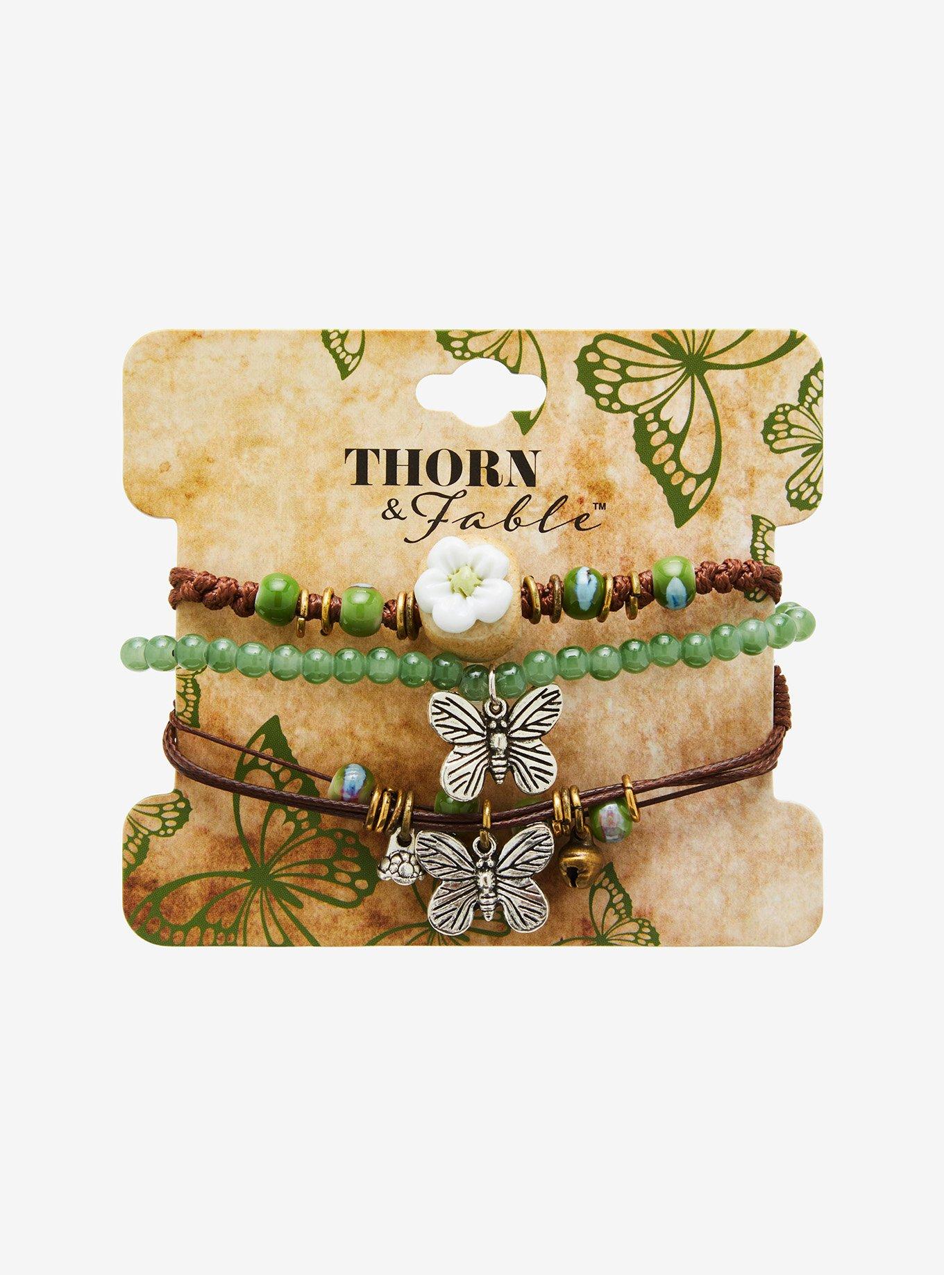 Thorn & Fable Butterfly Flower Cord Bracelet Set, , hi-res