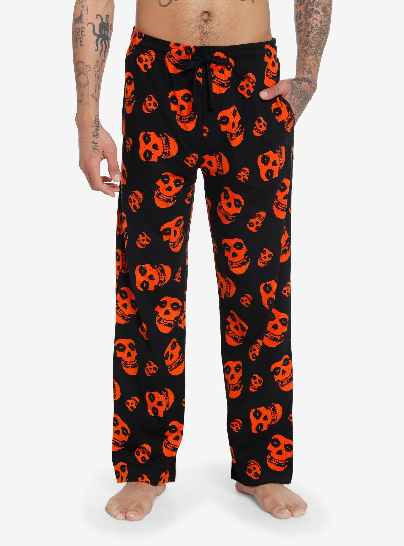 Misfits Fiend Skull Allover Print Pajama Pants, BLACK, hi-res