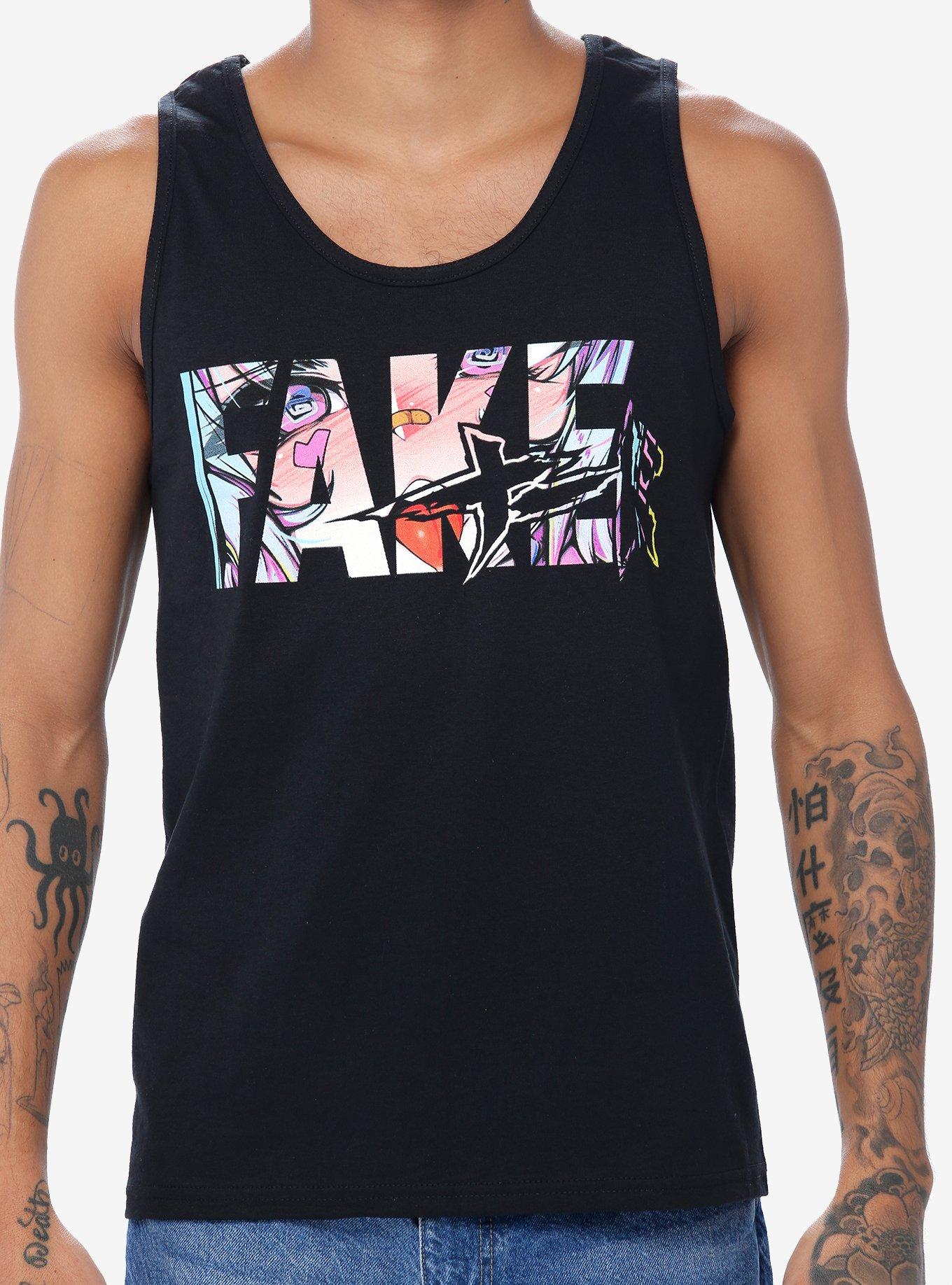 Fake Nerd Anime Logo Tank Top, BLACK, hi-res