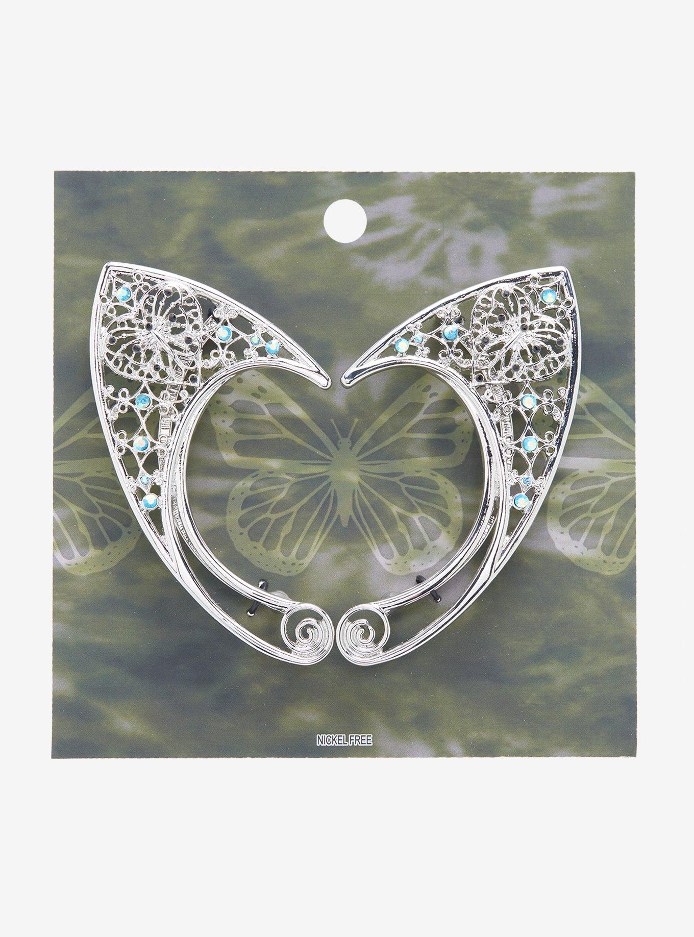Butterfly Gem Cat Ear Cuff Set, , hi-res