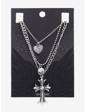 Cross Skull Heart Necklace Set, , hi-res