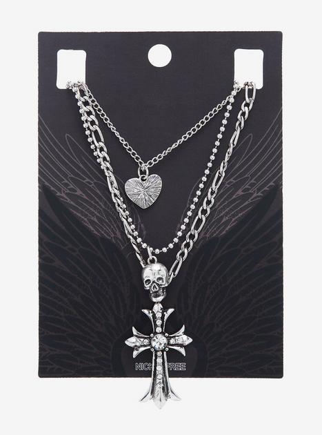 Cross Skull Heart Necklace Set | Hot Topic