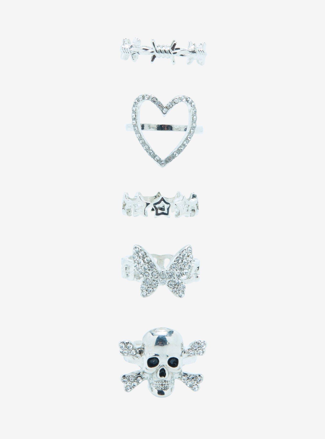 Hot Topic Grunge Heart Star Swirl Tattoo Necklace Set