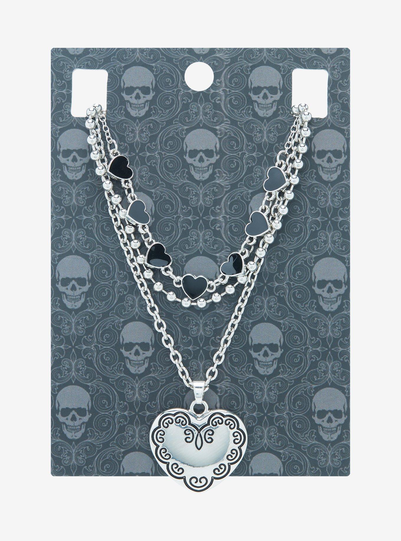 Heart Ball Chain Necklace Set, , hi-res