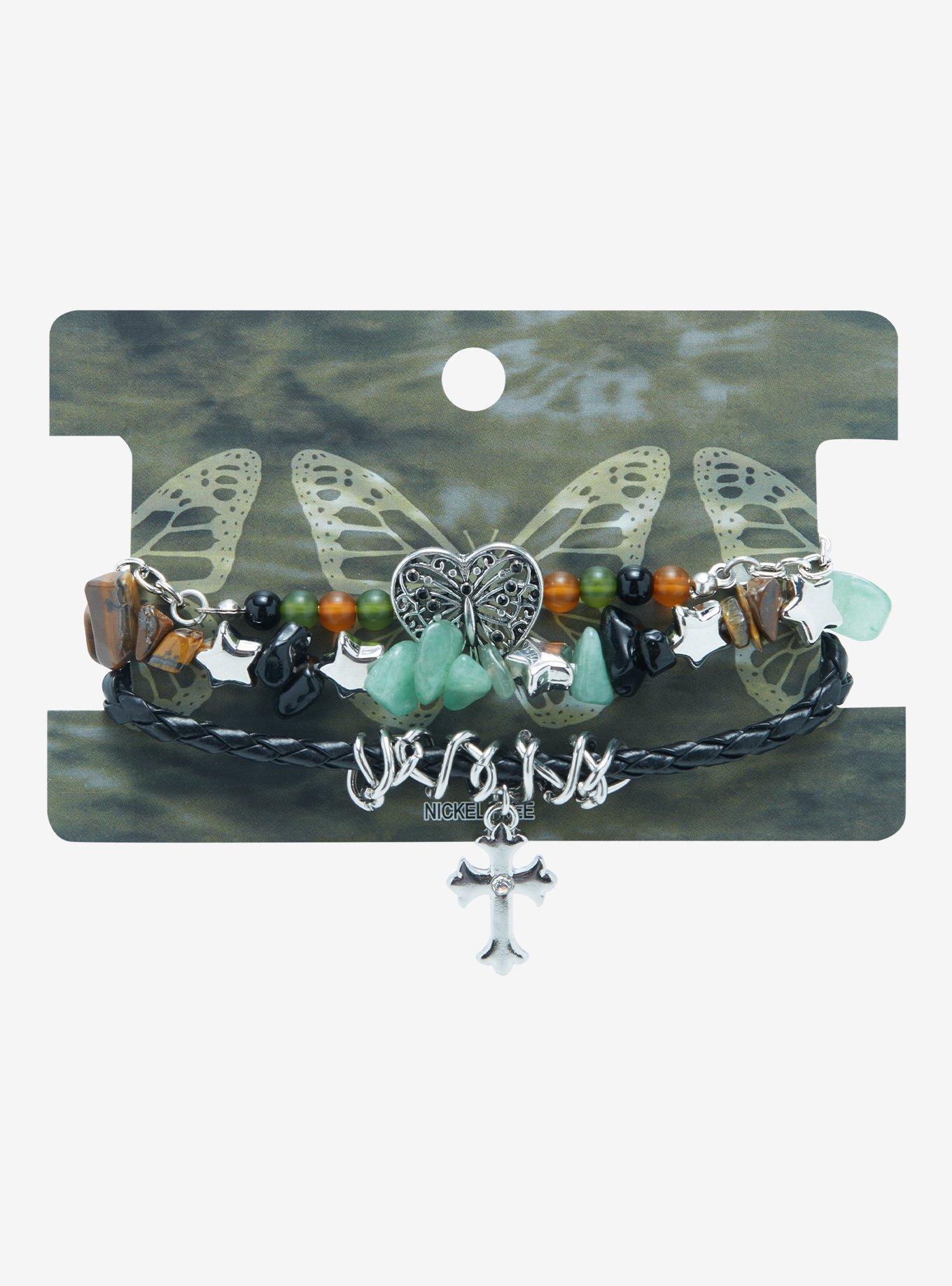 Heart Crystal Cross Bracelet Set | Hot Topic