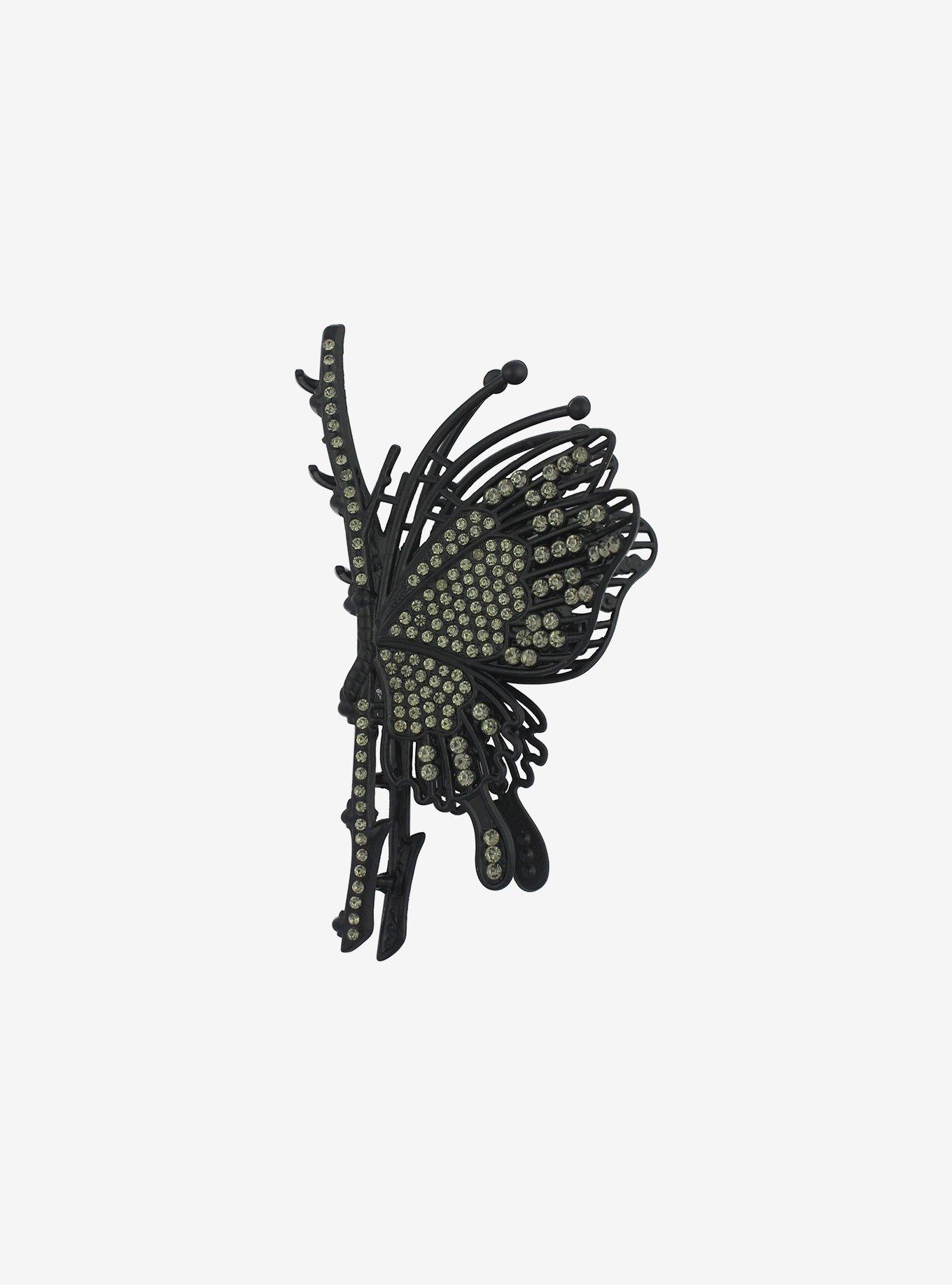 Cosmic Aura Black Bling Butterfly Claw Hair Clip, , hi-res
