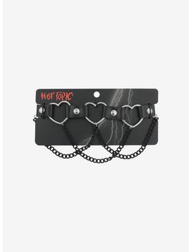 Faux Leather Heart Chain Choker, , hi-res