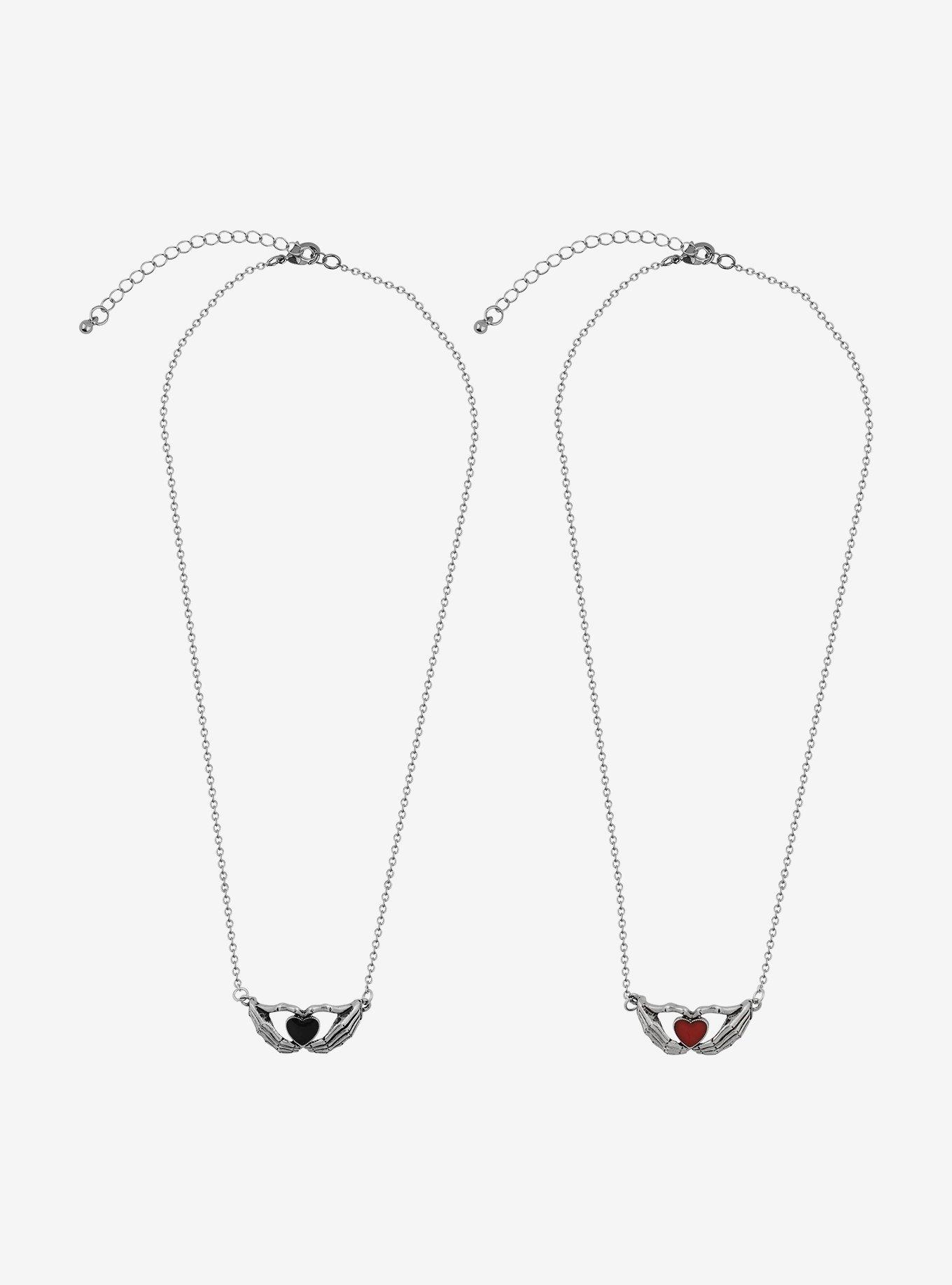 Skeleton Hands Heart Best Friend Necklace Set, , hi-res