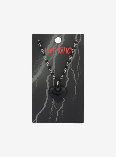 Social Collision Black Bubble Heart Beaded Chain Necklace | Hot Topic