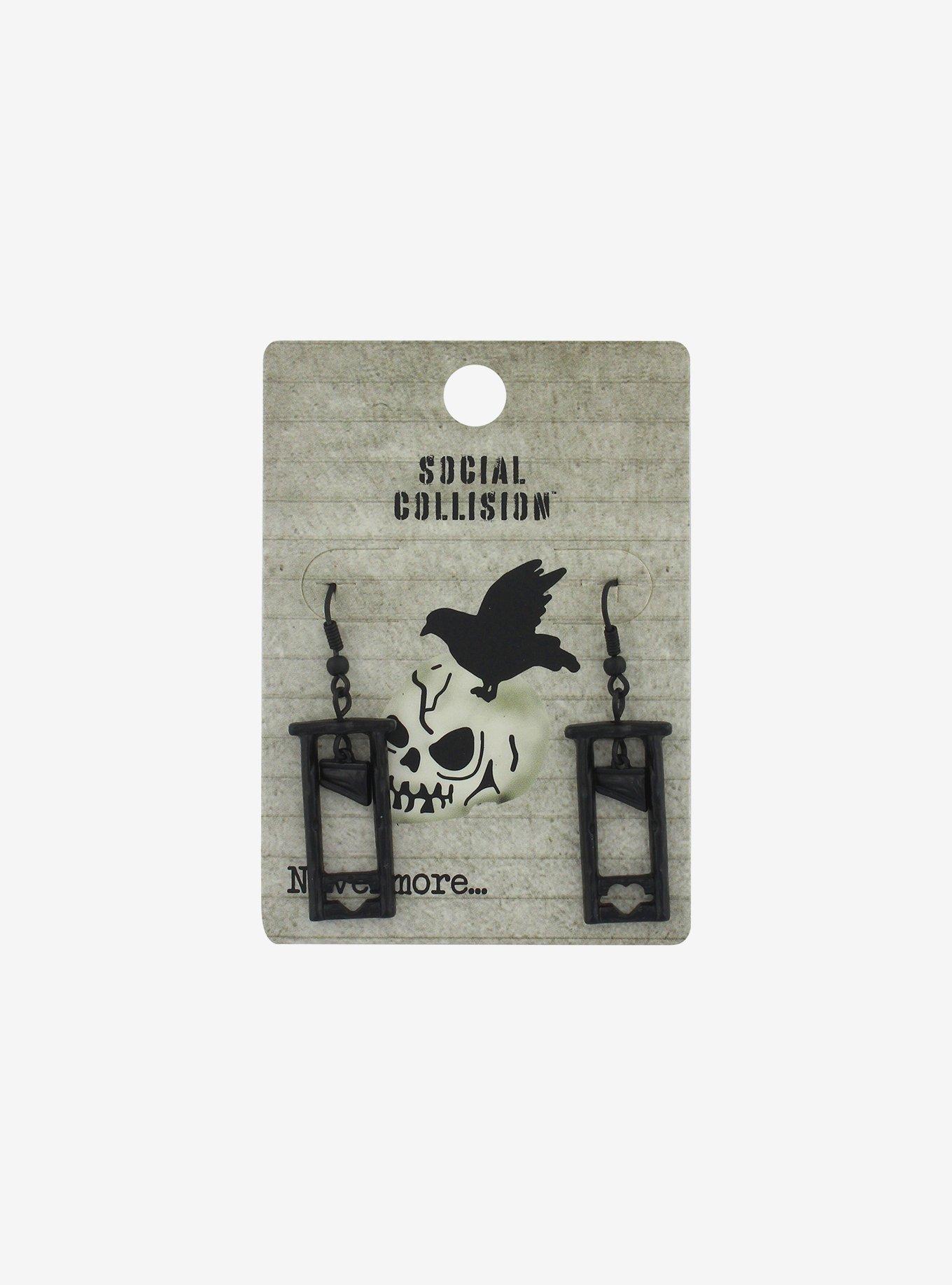 Social Collision Black Guillotine Earrings, , hi-res