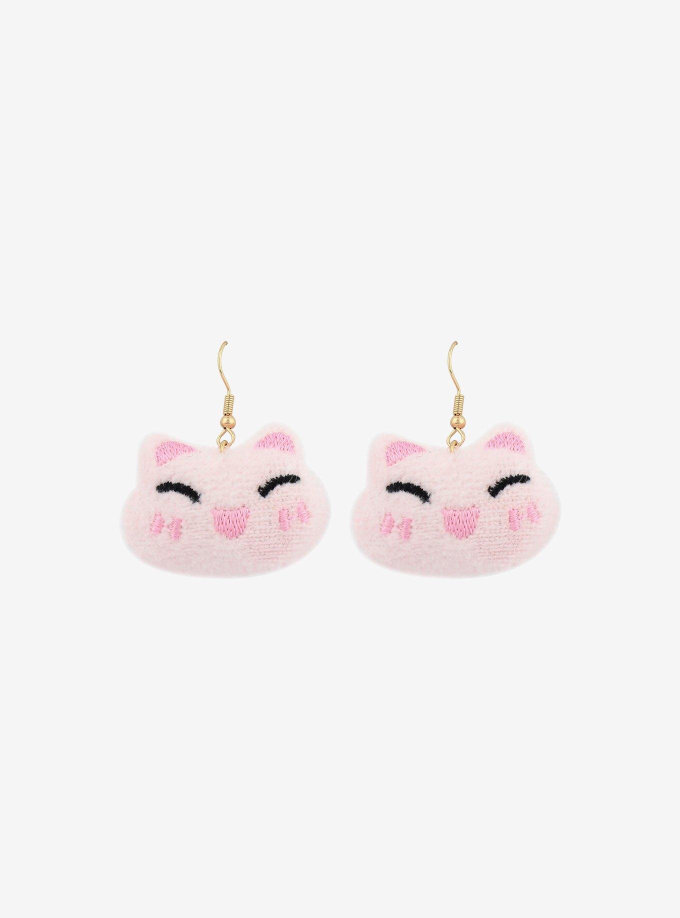 Sweet Society Pink Kitty Plush Earrings