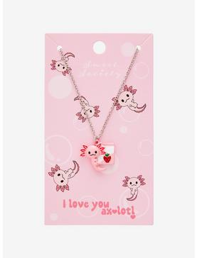 Sweet Society Axolotl Strawberry Milk Necklace, , hi-res