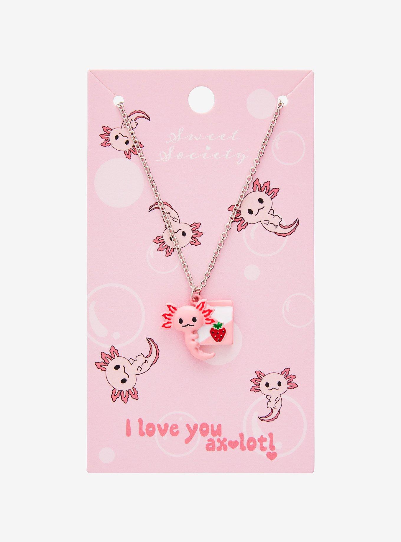 Sweet Society Axolotl Strawberry Milk Necklace, , hi-res