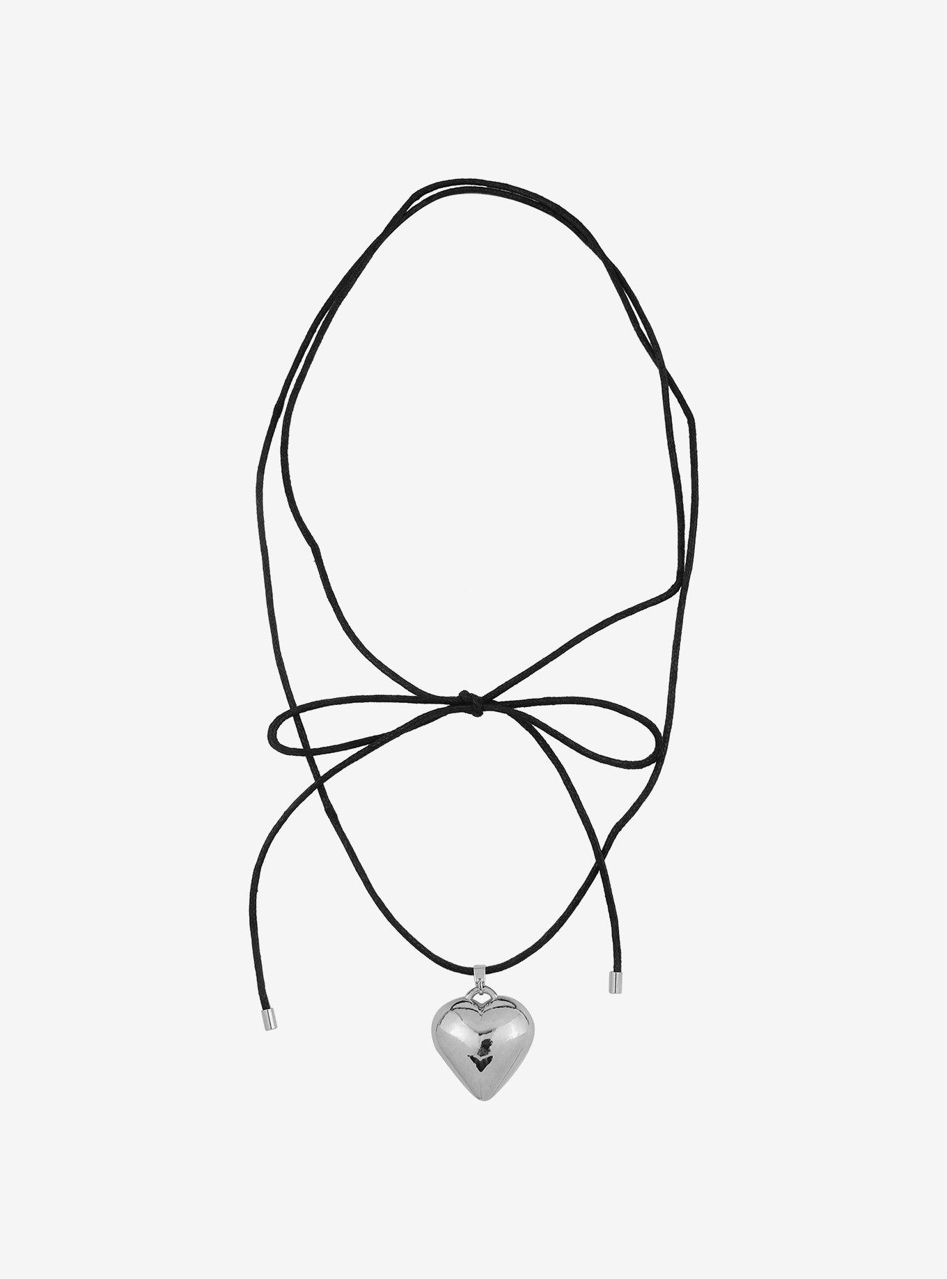 Social Collision Bubble Heart Wrap Cord Necklace, , hi-res
