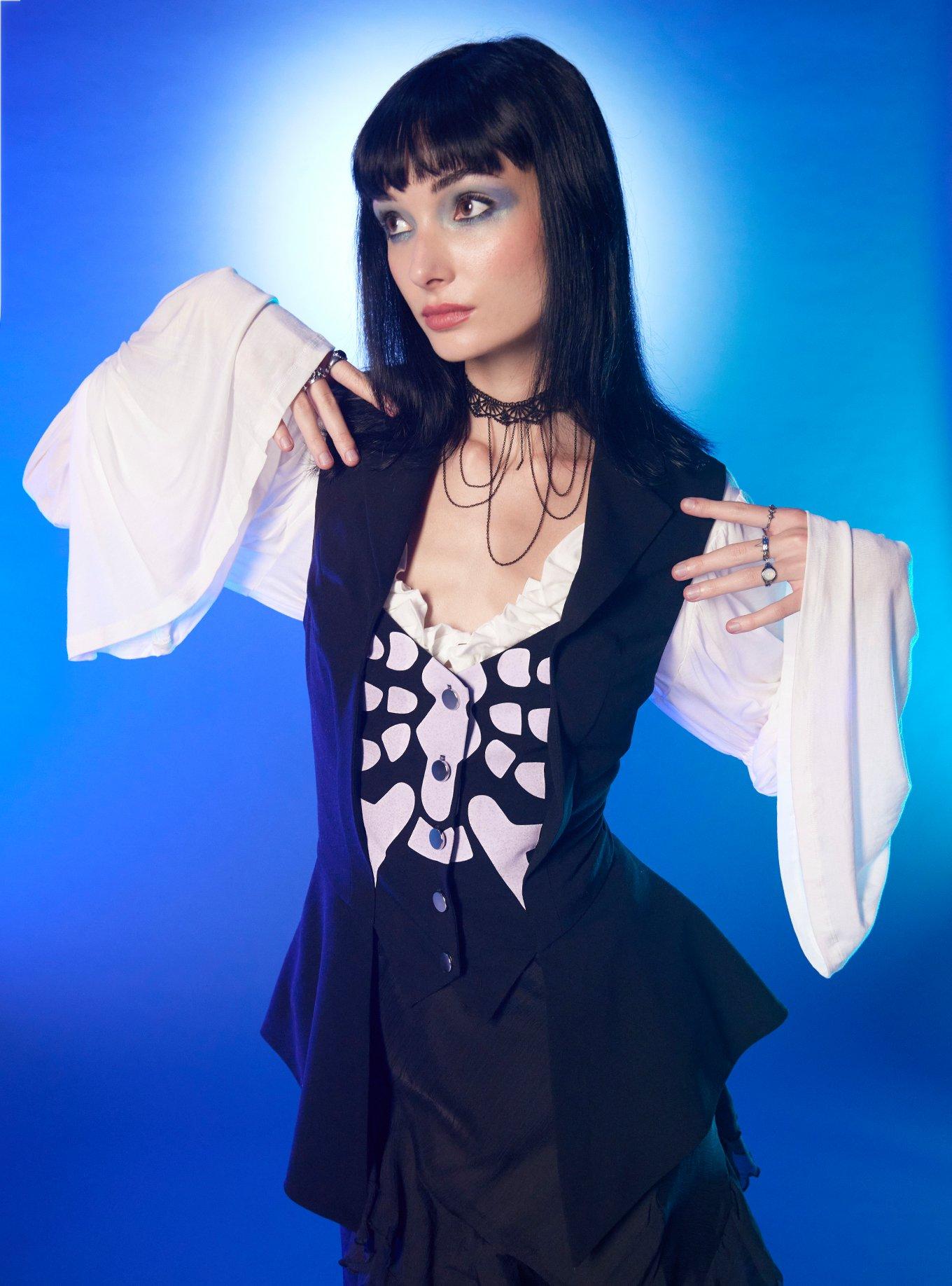 Corpse Bride Skeleton Hi-Low Girls Waistcoat Vest, MULTI, hi-res