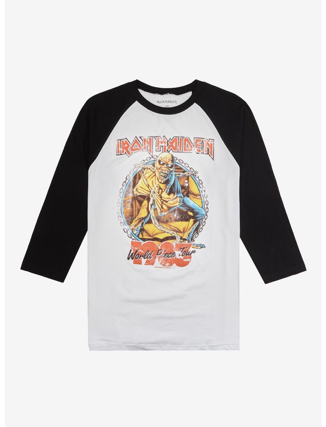 Iron Maiden World Piece 1983 Tour Boyfriend Fit Girls Raglan T-Shirt, BRIGHT WHITE, hi-res