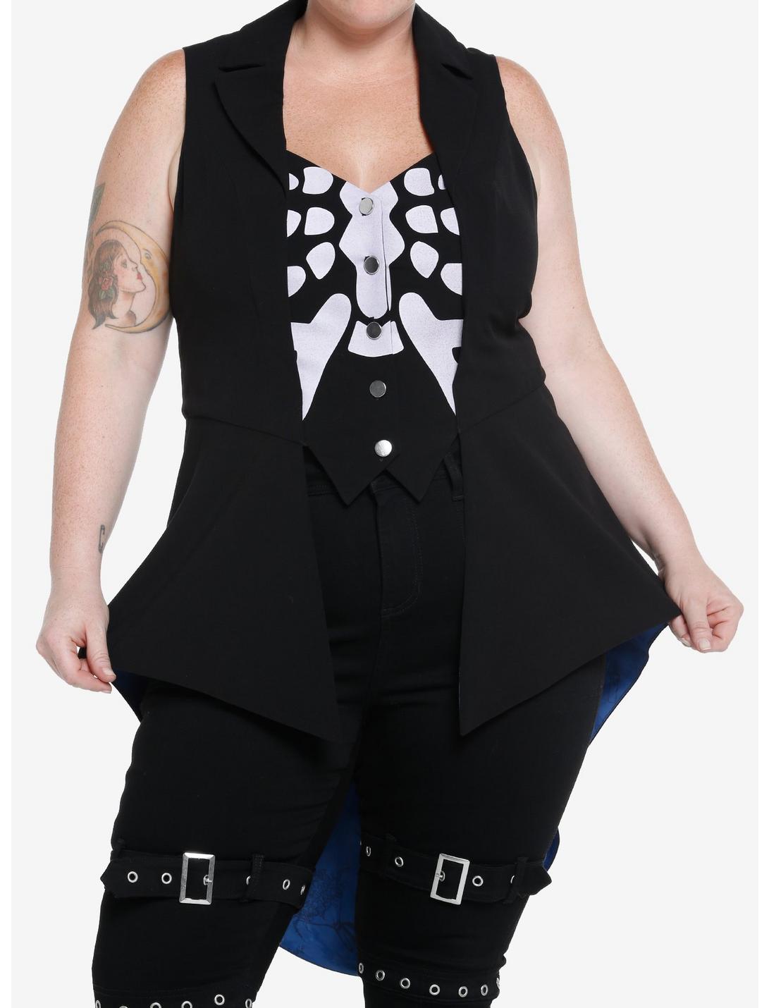 Corpse Bride Skeleton Hi-Low Girls Waistcoat Vest Plus Size, MULTI, hi-res