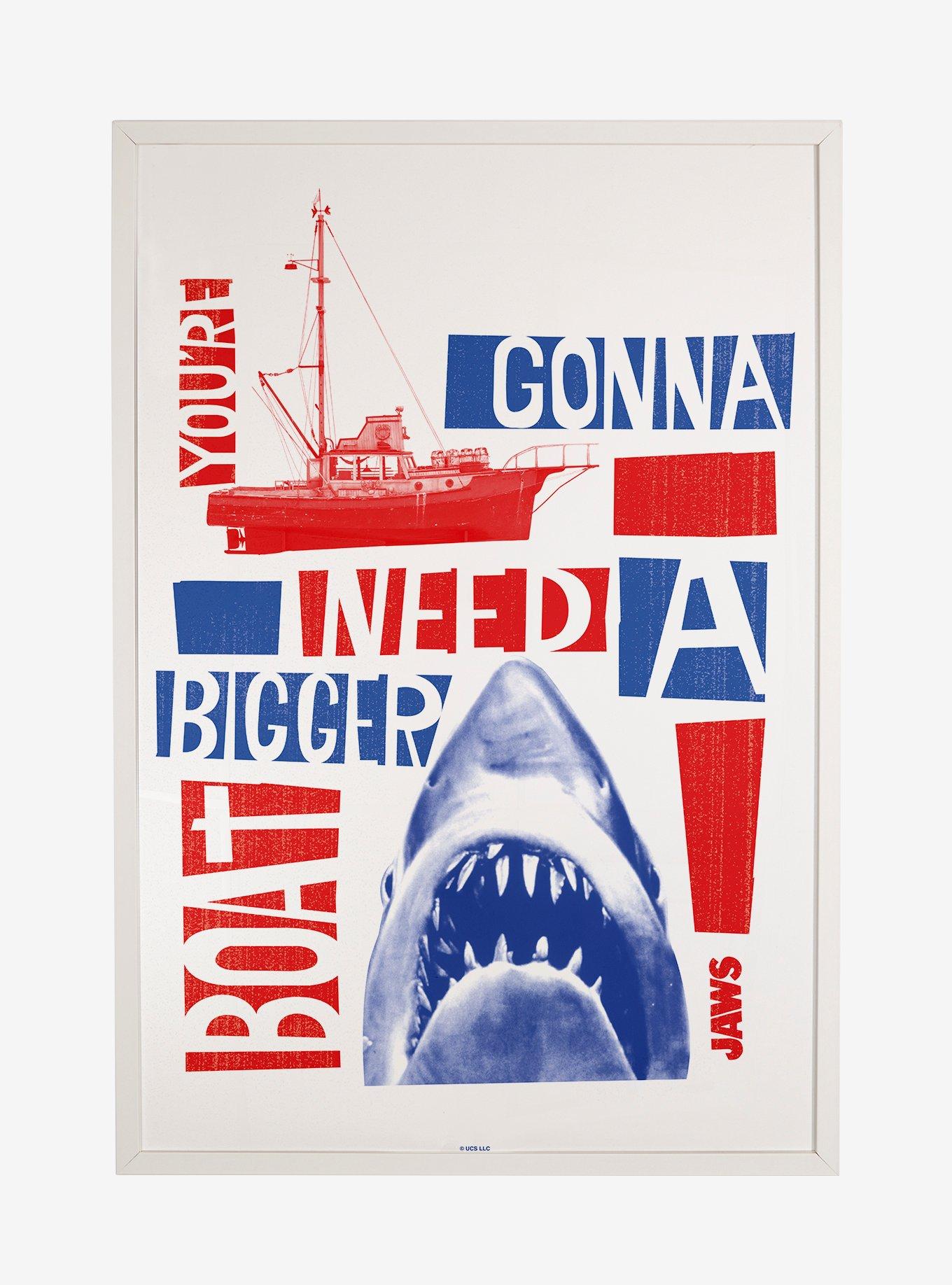 Jaws You're Gonna Need A Bigger Boat Framed Poster, WHITE, hi-res