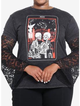 Cosmic Aura Tarot Lace Bell Sleeve Girls Twofer T-Shirt Plus Size, , hi-res