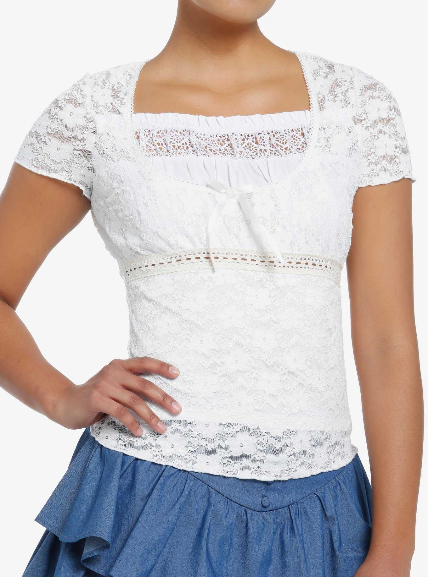 Sweet Society White Lace Girls Babydoll Top, , hi-res