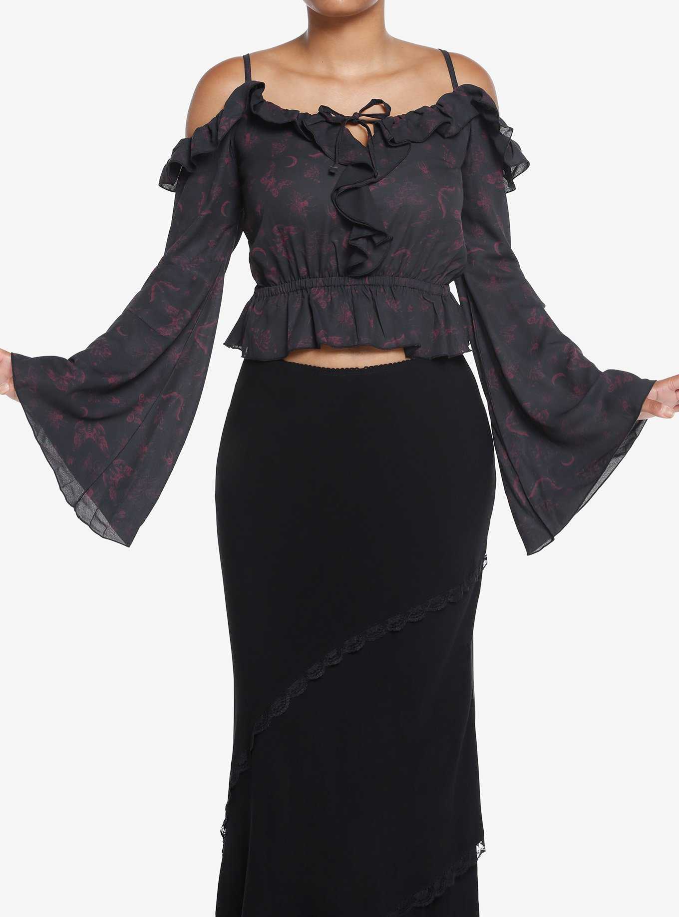 Cosmic Aura Celestial Moth Girls Cold Shoulder Top, , hi-res