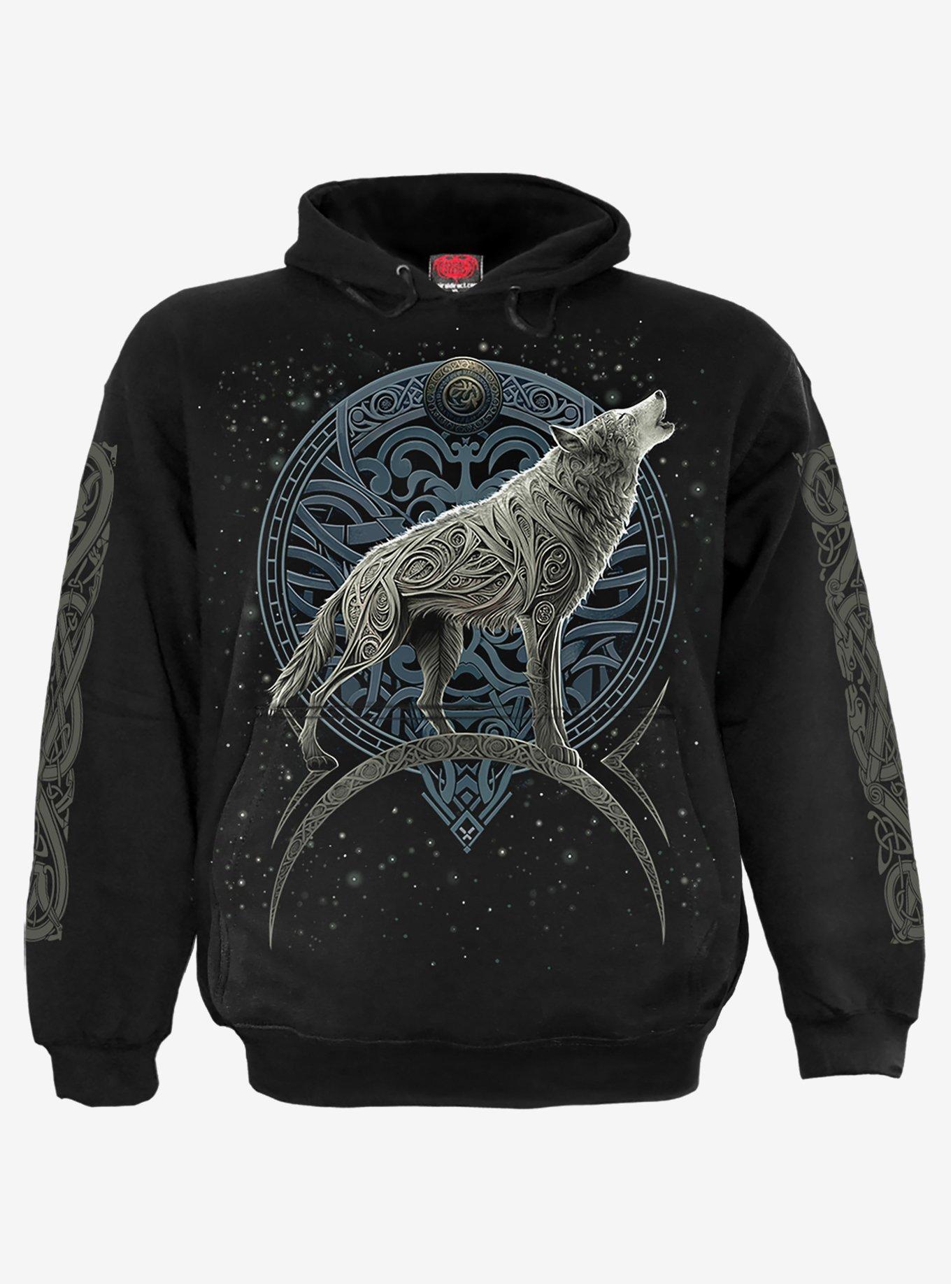 Celtic Wolf Hoodie, BLACK, hi-res