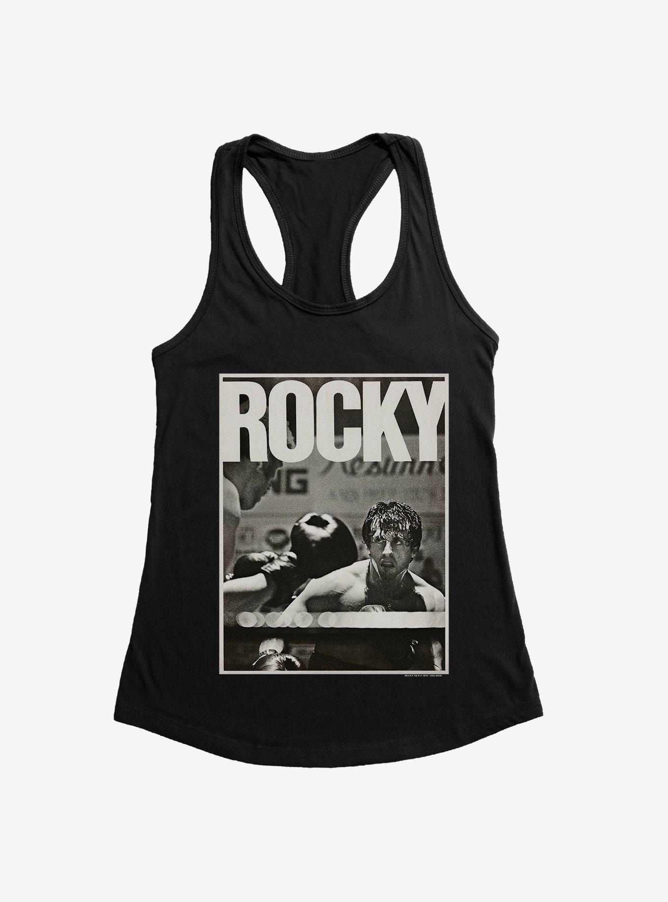 Rocky Fight Scene Print Womens Tank Top, BLACK, hi-res