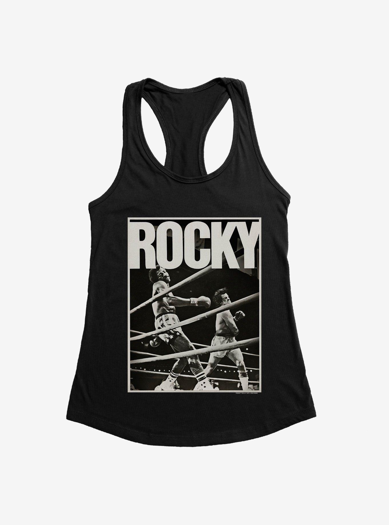 Rocky Punch To Apollo Print Womens Tank Top, BLACK, hi-res