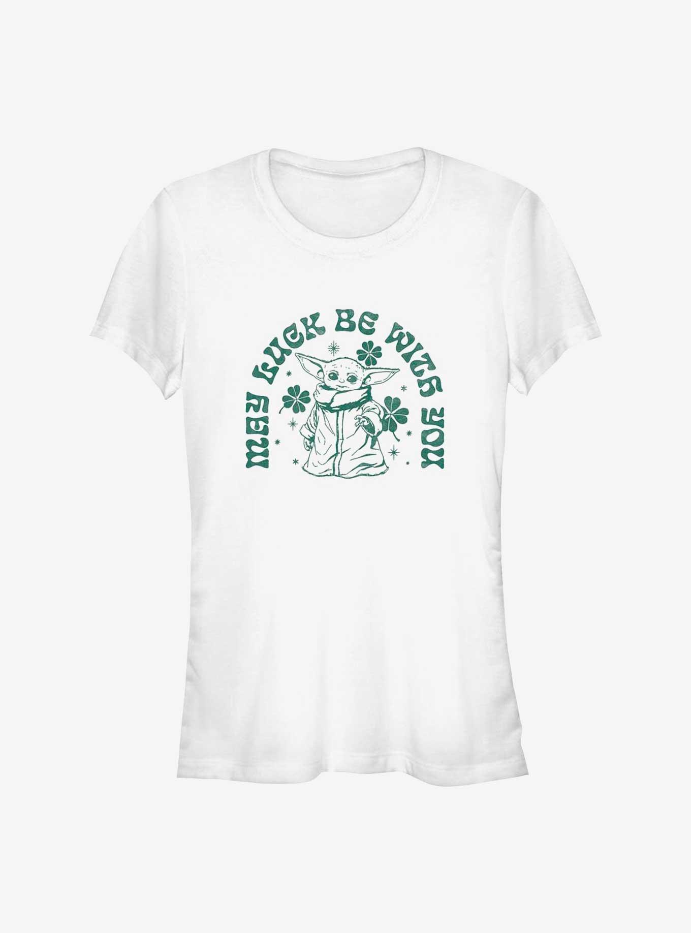Star Wars The Mandalorian Grogu May Luck Be With You Girls T-Shirt, WHITE, hi-res