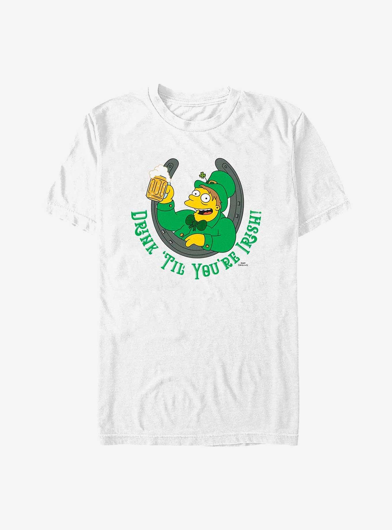The Simpsons Drink 'Til You're Irish T-Shirt, WHITE, hi-res