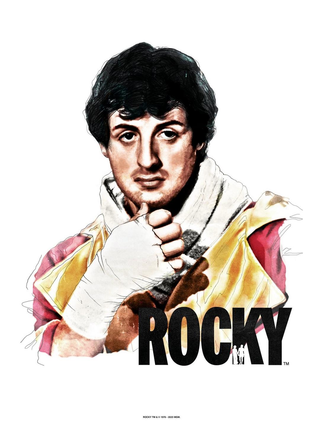 Rocky Drawing Portrait Poster, WHITE, hi-res