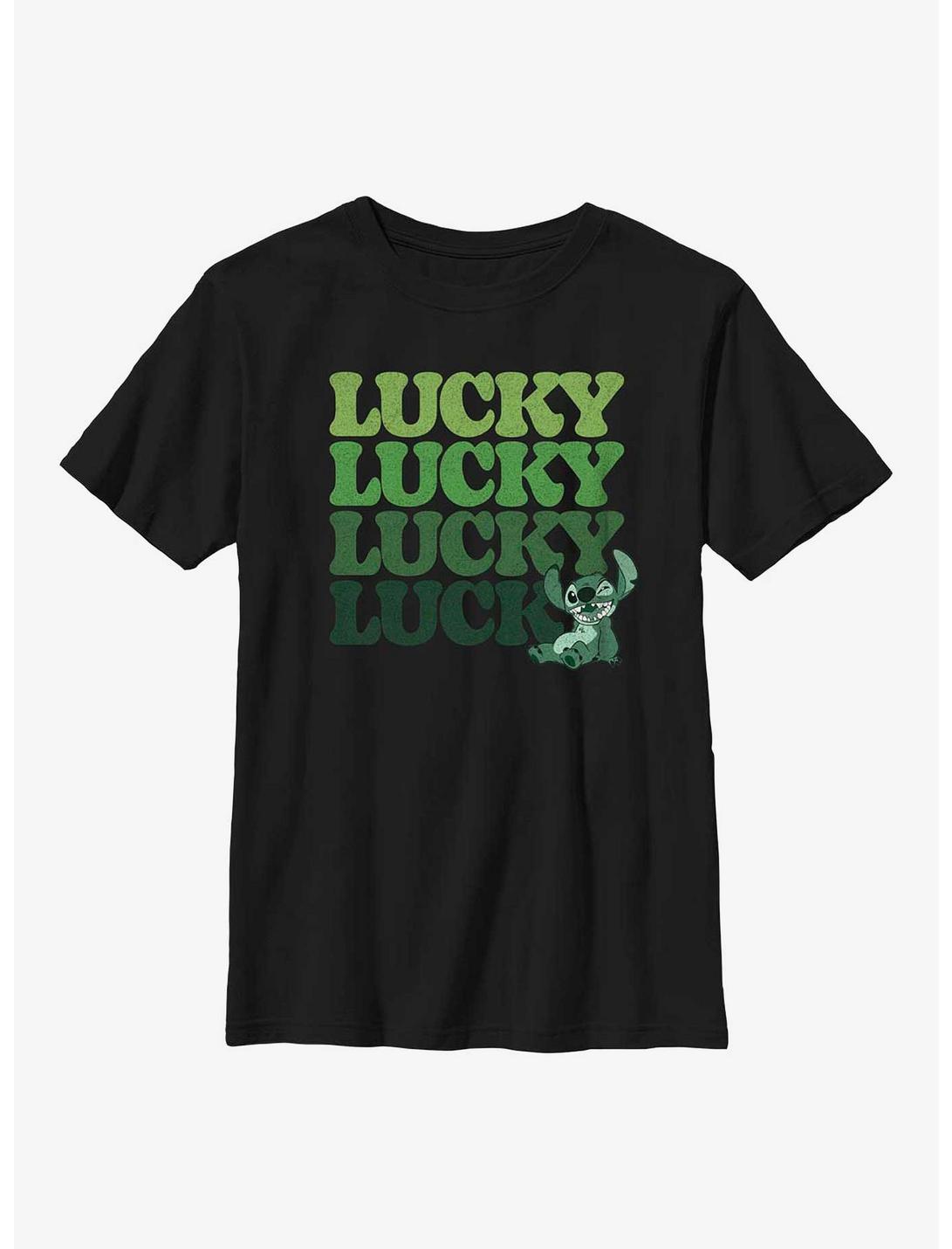 Disney Lilo & Stitch Lucky Stitch Stack Youth T-Shirt, BLACK, hi-res