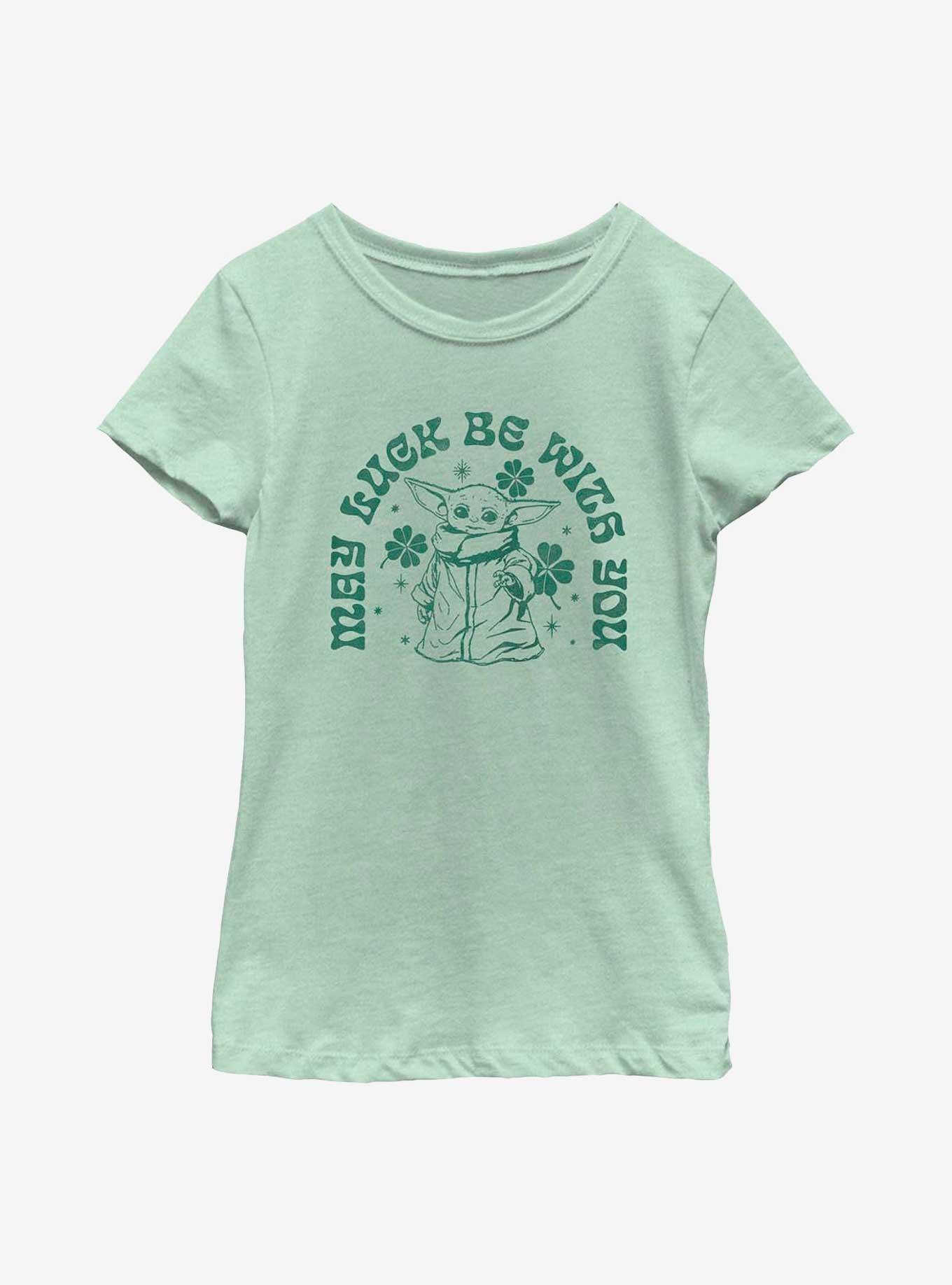 Star Wars The Mandalorian Grogu May Luck Be With You Youth Girls T-Shirt, MINT, hi-res