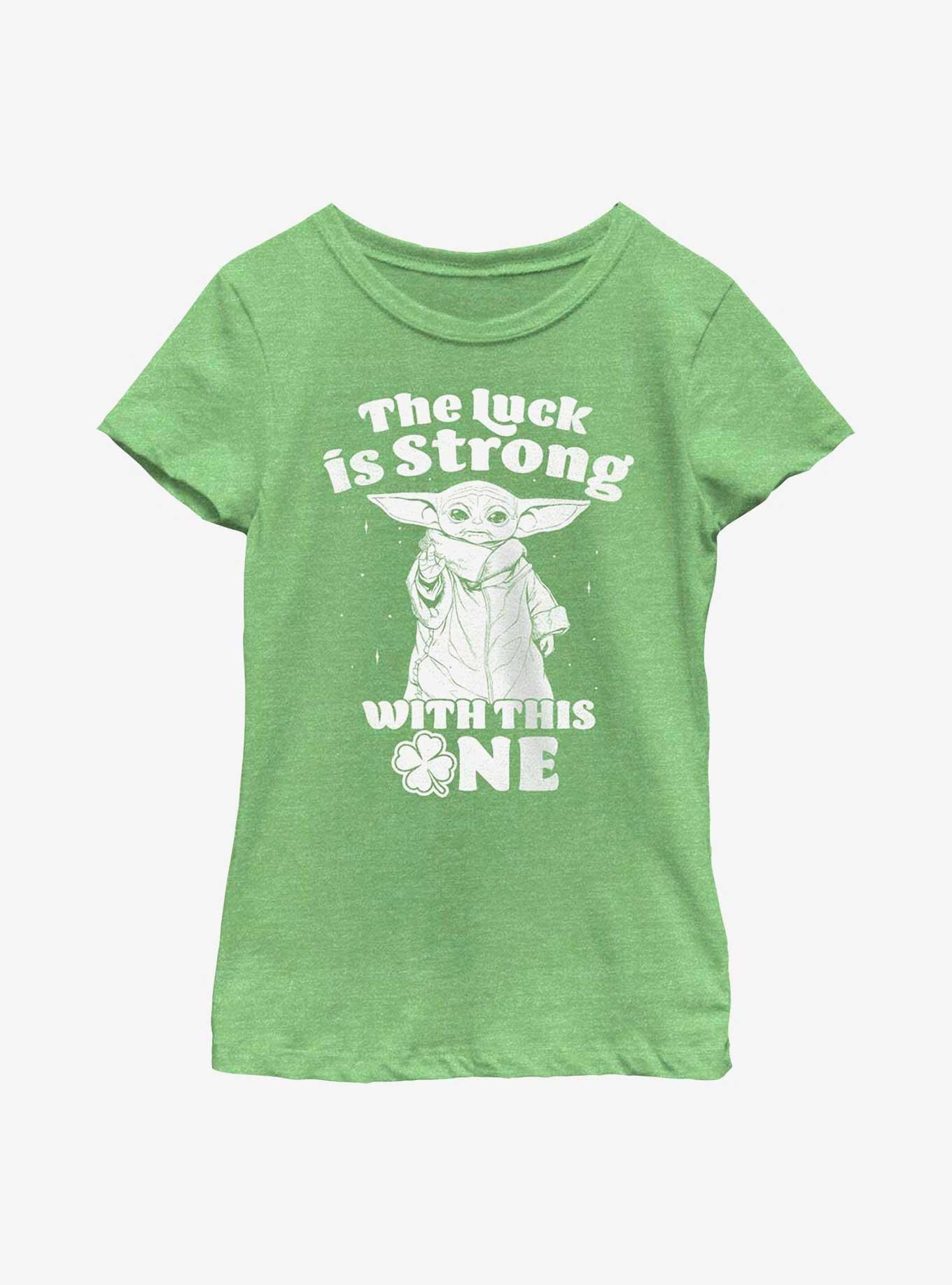 Star Wars The Mandalorian Strong With Luck Youth Girls T-Shirt, GRN APPLE, hi-res