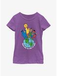 Sesame Street Friends Make The World Youth Girls T-Shirt, PURPLE BERRY, hi-res