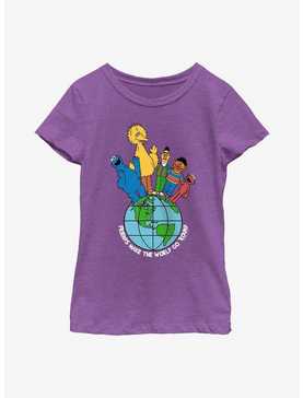 Sesame Street Friends Make The World Youth Girls T-Shirt, , hi-res