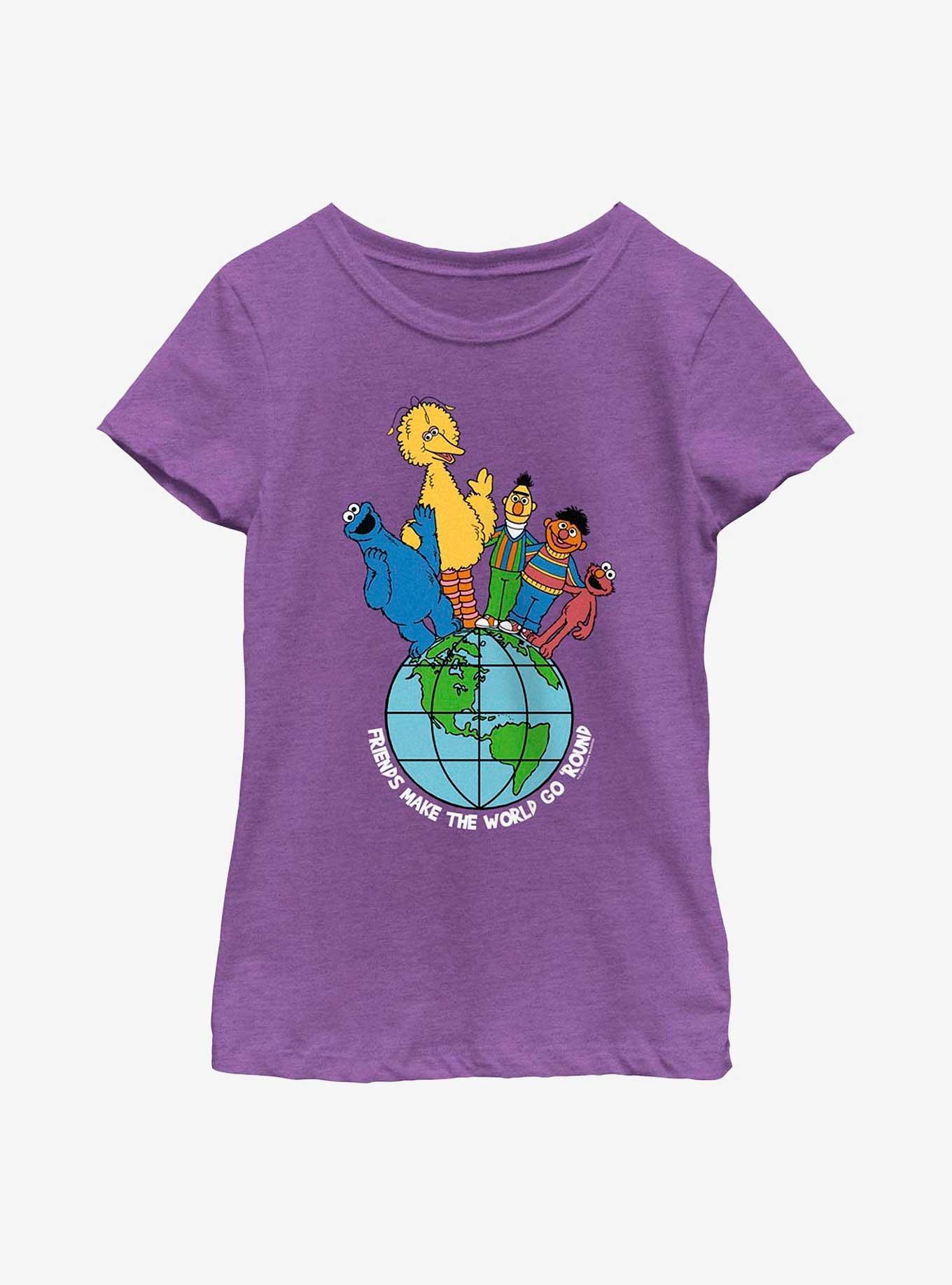 Sesame Street Friends Make The World Youth Girls T-Shirt, , hi-res