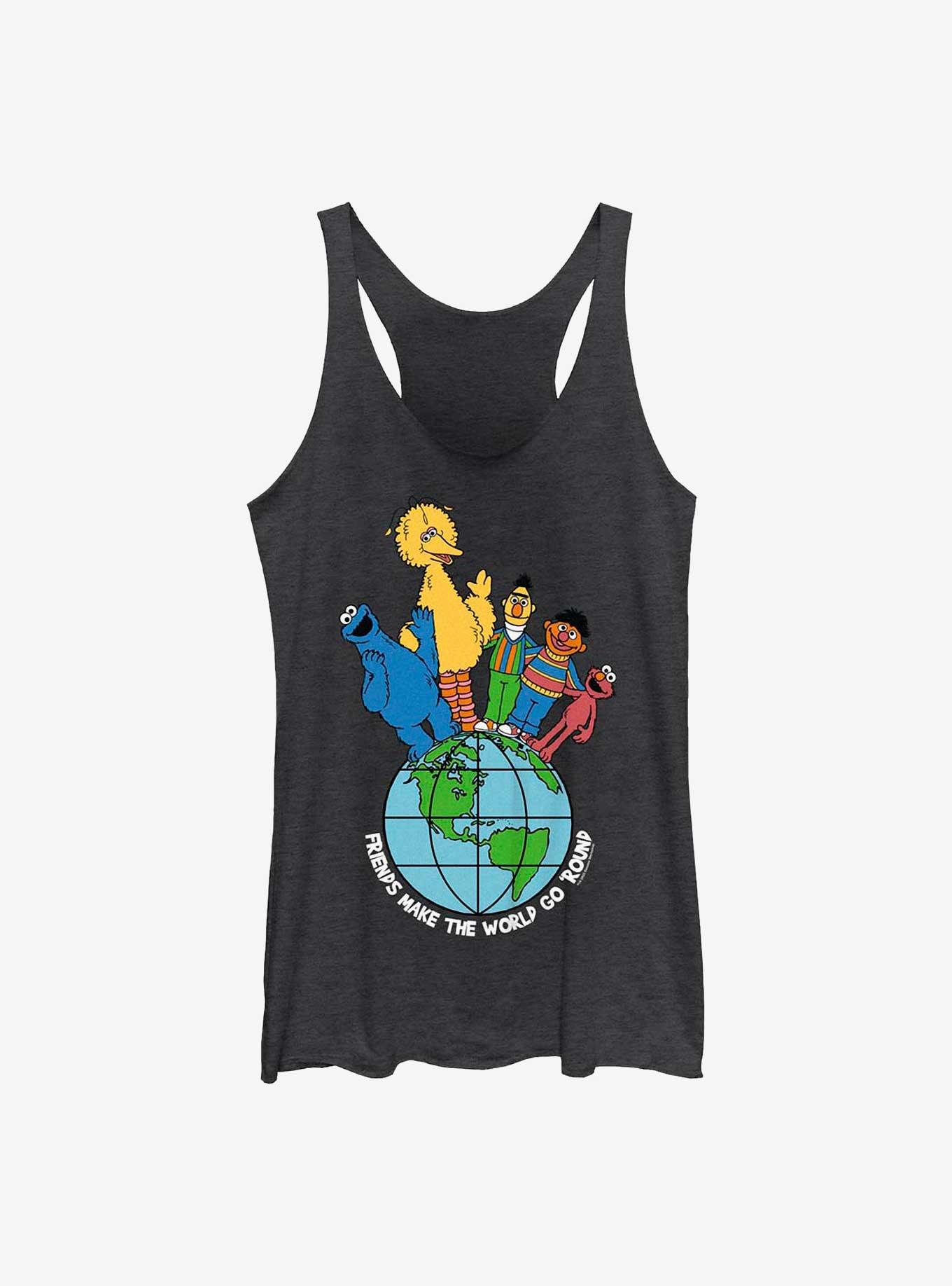 Sesame Street Friends Make The World Womens Tank Top, BLK HTR, hi-res